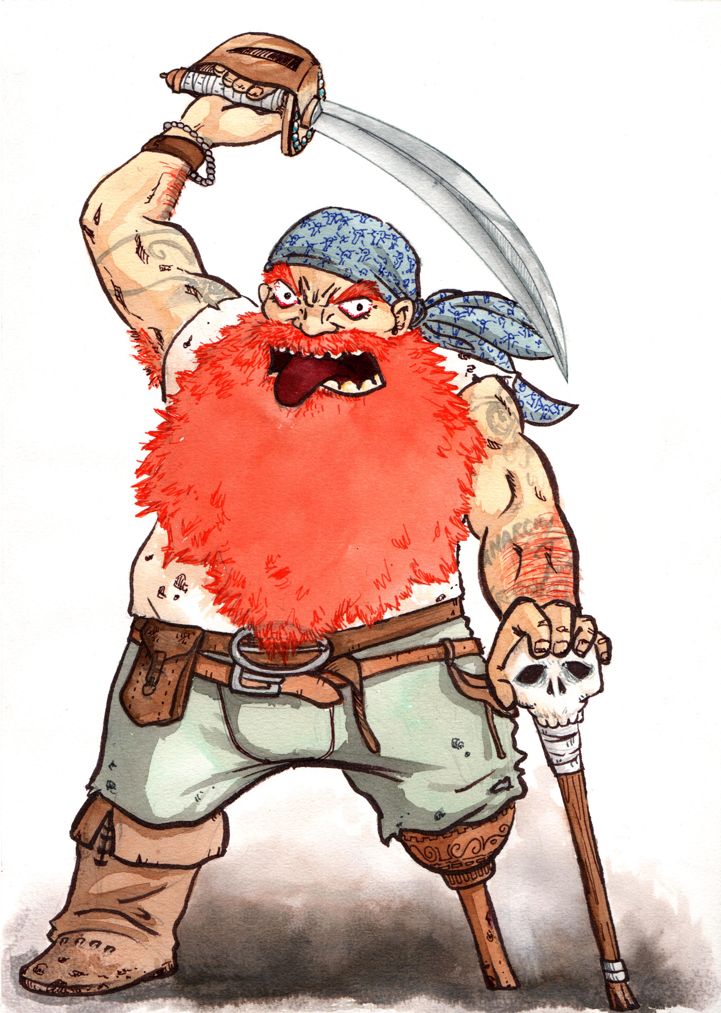 Pirate avec une barbe rousse